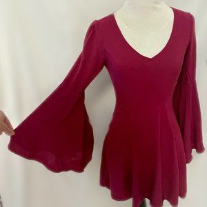 Deep Maroon Bell Sleeved Dress